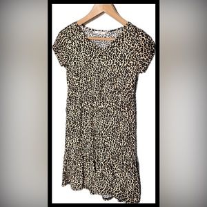 Mi Ami Short Sleeve Leopard Print Dress - Size Youth 14